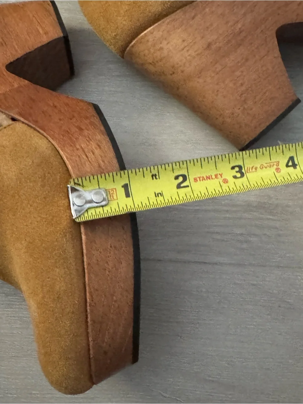 Free People Cedar Clogs, featuring tan suede with a chunky wooden platform heel